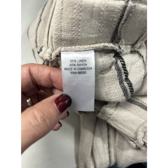 SO Womens Size M Striped Linen & Rayon Wide Leg Elastic Waist Beach Pants Boho - Picture 13 of 15